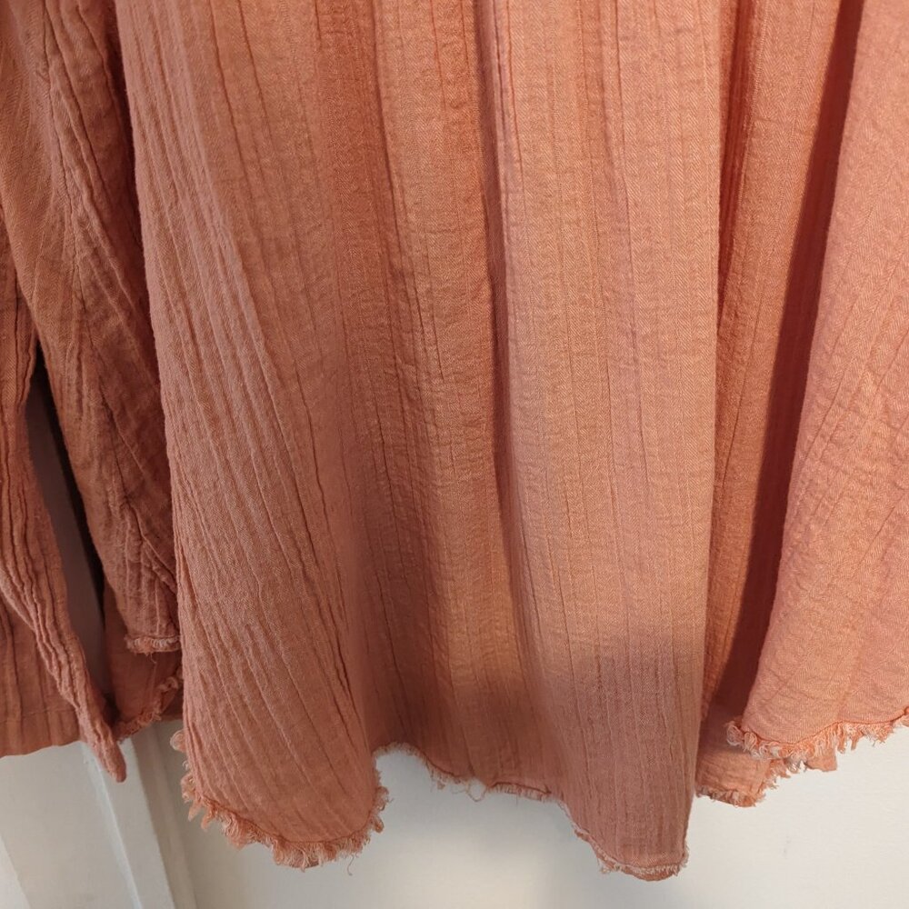 We The Free Soft Orange "Sand Dune" Cotton Long-Sleeve Henley Tunic - Picture 12 of 13